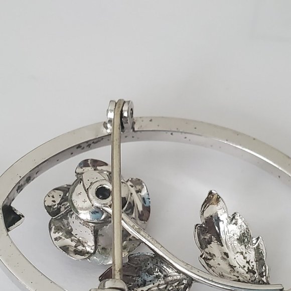 Vintage Bond Boyd Sterling Silver Rose Wishbone Silver Brooch / Pin - Picture 7 of 11